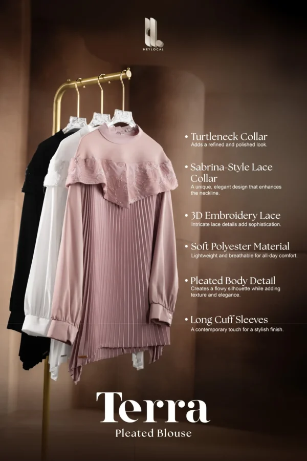 Terra Pleated Blouse Blush - Gambar 3